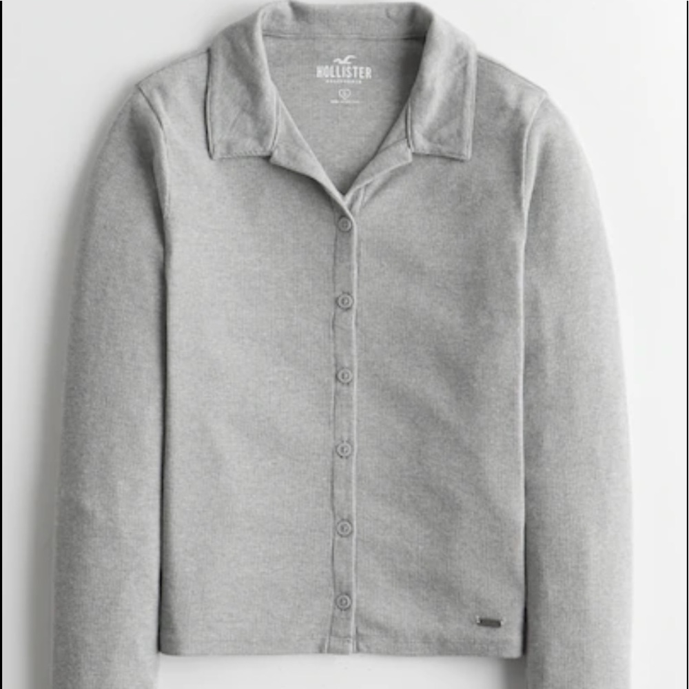🆕 Hollister ribbed button down l/s gray large